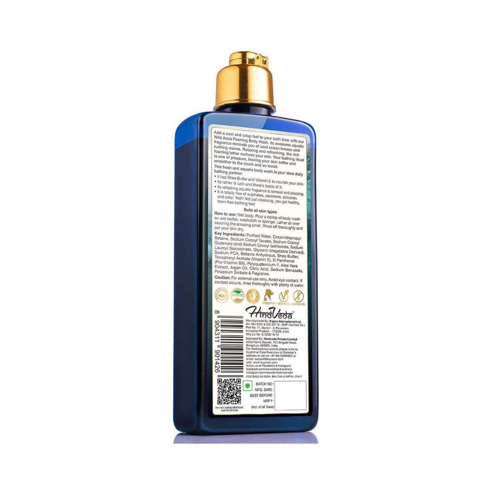 Wow Skin Science Wild Aqua Foaming Body Wash - No Parabens, Sulphate, Silicones & Color, 250 Ml