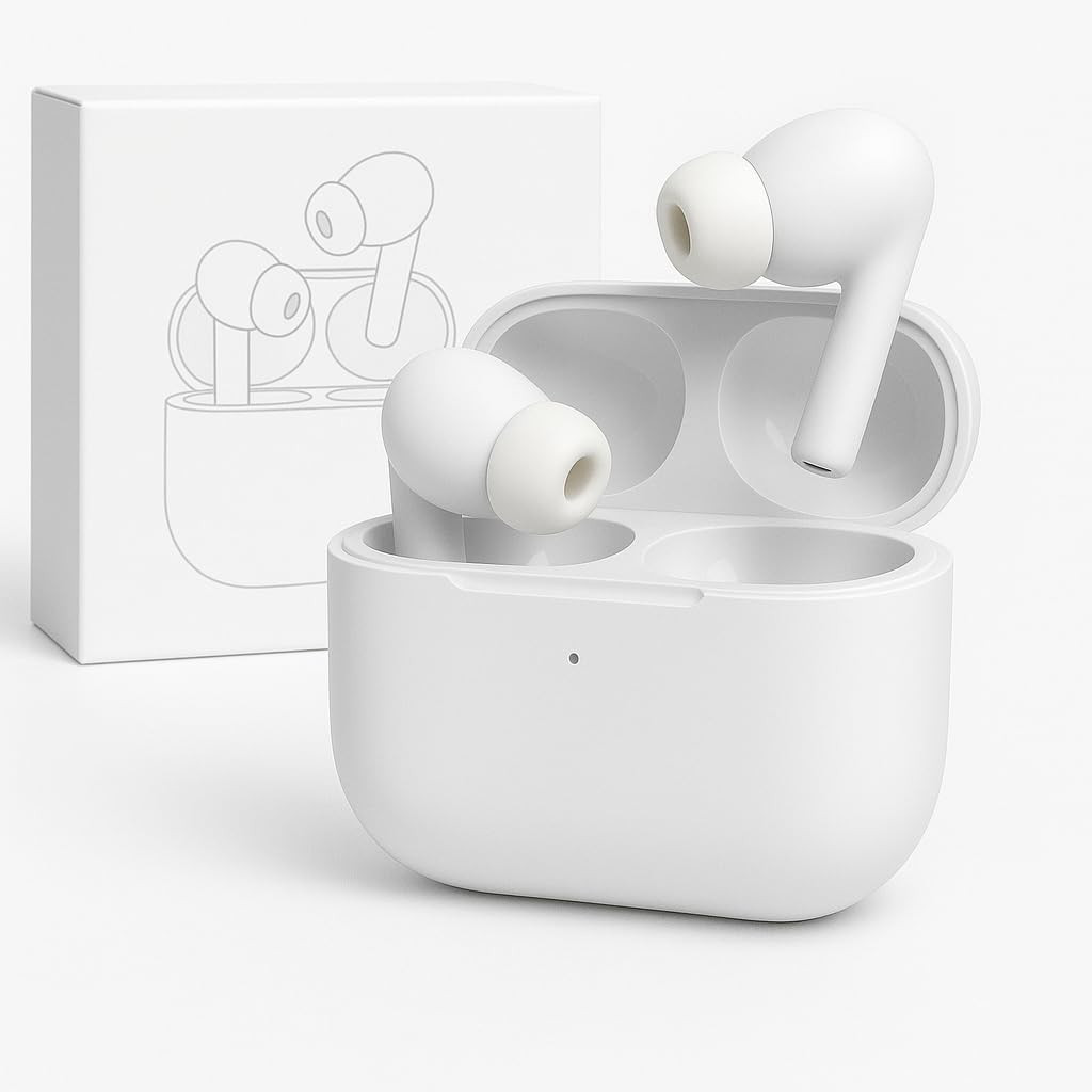 Wulcon Wireless Earbuds Bluetooth 51 TWS Earphones Full Touch Control Headphones Built-in Microphone Immersive Sound Quality Ensure Fast Stable  Connection Smart LED Headset Sports Bud White