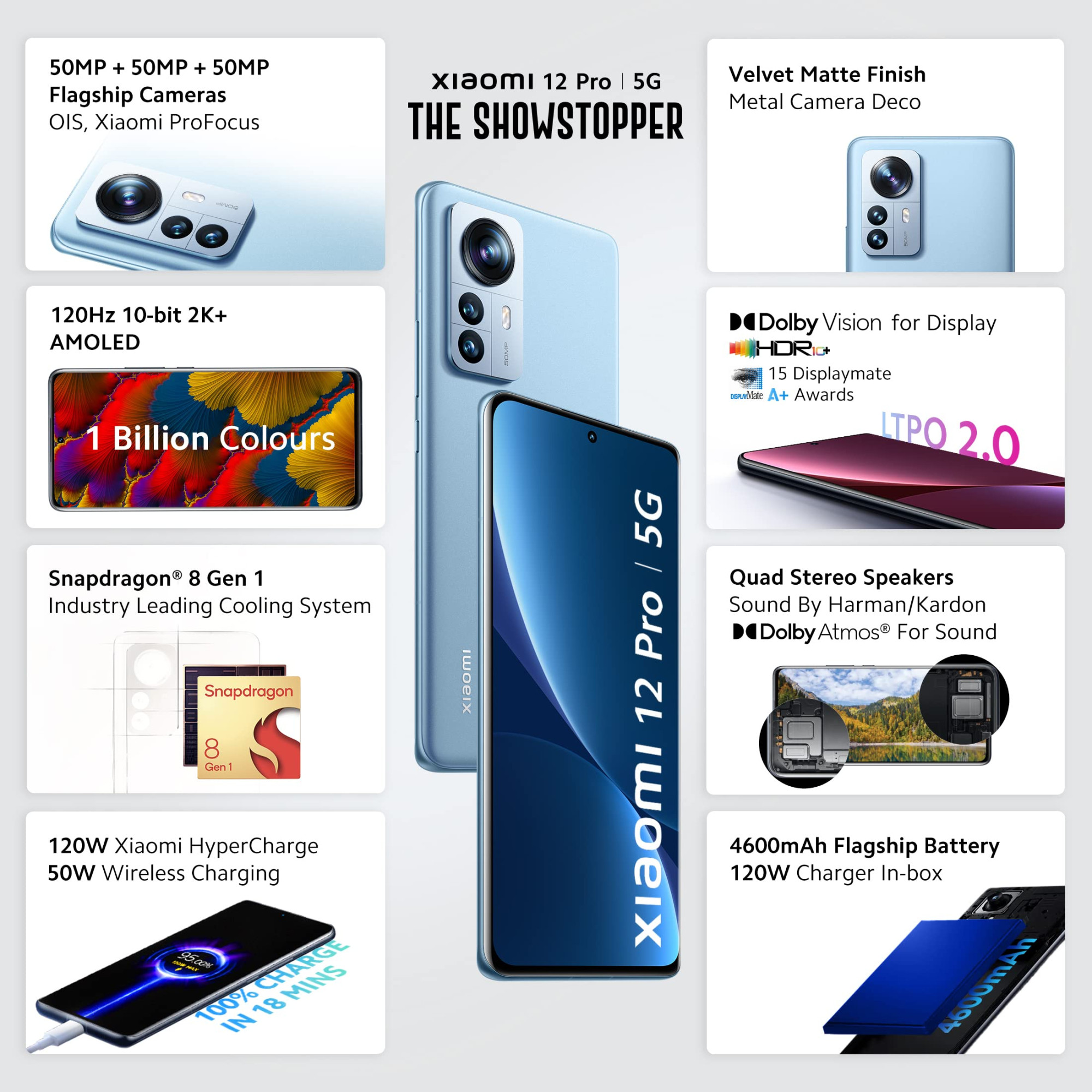 Xiaomi 12 Pro  5G Couture Blue 8GB RAM 256GB Storage  Snapdragon 8 Gen 1  505050MP Flagship Cameras OIS  10bit 2K Curved AMOLED Display  Sound by Harman Kardon