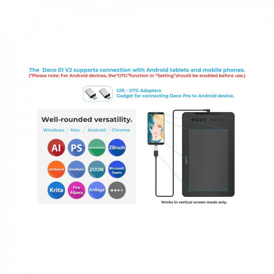 XP Pen Deco01 V2 Digital Graphics Drawing Pen Tablet 10 x 6 25