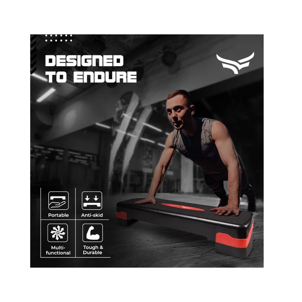 XTRIM Aerobic Stepper for Cardio Workout with 2 Height Adjustments - 10 & 15cm, 4 Anti-Skid Rubber Pads on Legs