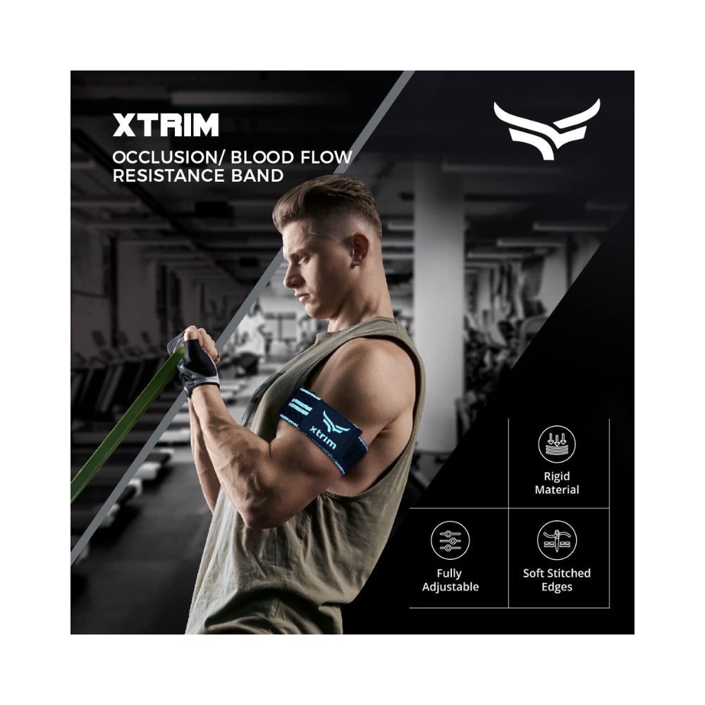 XTRIM Elastic BFR (Blood Flow Restriction) Workout Bands with Hook & Loop Closure, Gain Muscles