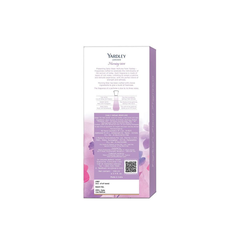 Yardley London Morning Dew Perfume For Women, 100ml