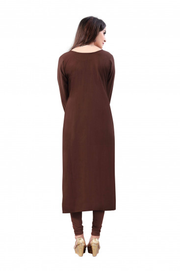 Yellow-Brown Digital Floral Printed Crepe Readymade Kurti