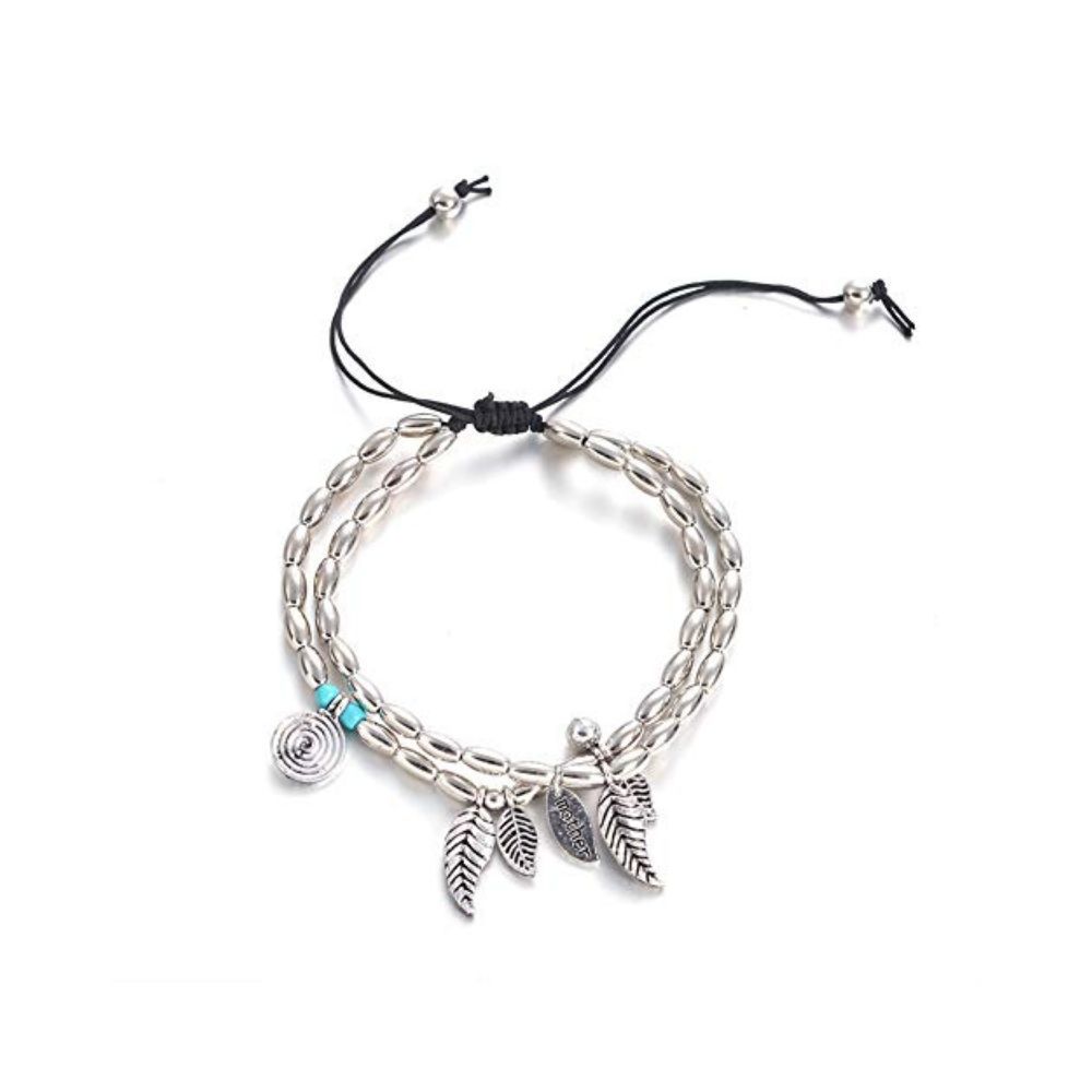 Yellow Chimes Anklets for Women 1 Pc Silver Plated Leafy Charm Anklet for Women and Girls