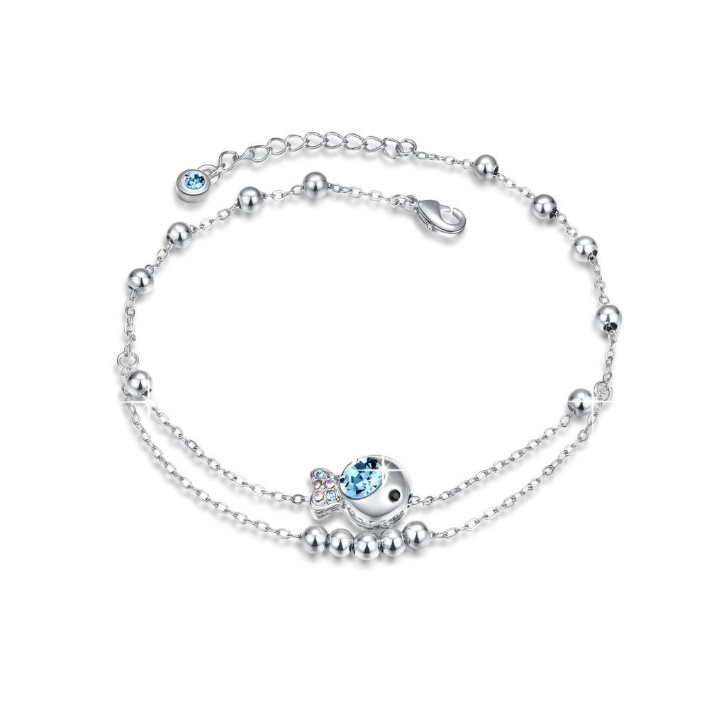 Yellow Chimes Anklets for Women and Girls Blue Crystals from Swarovski Anklets