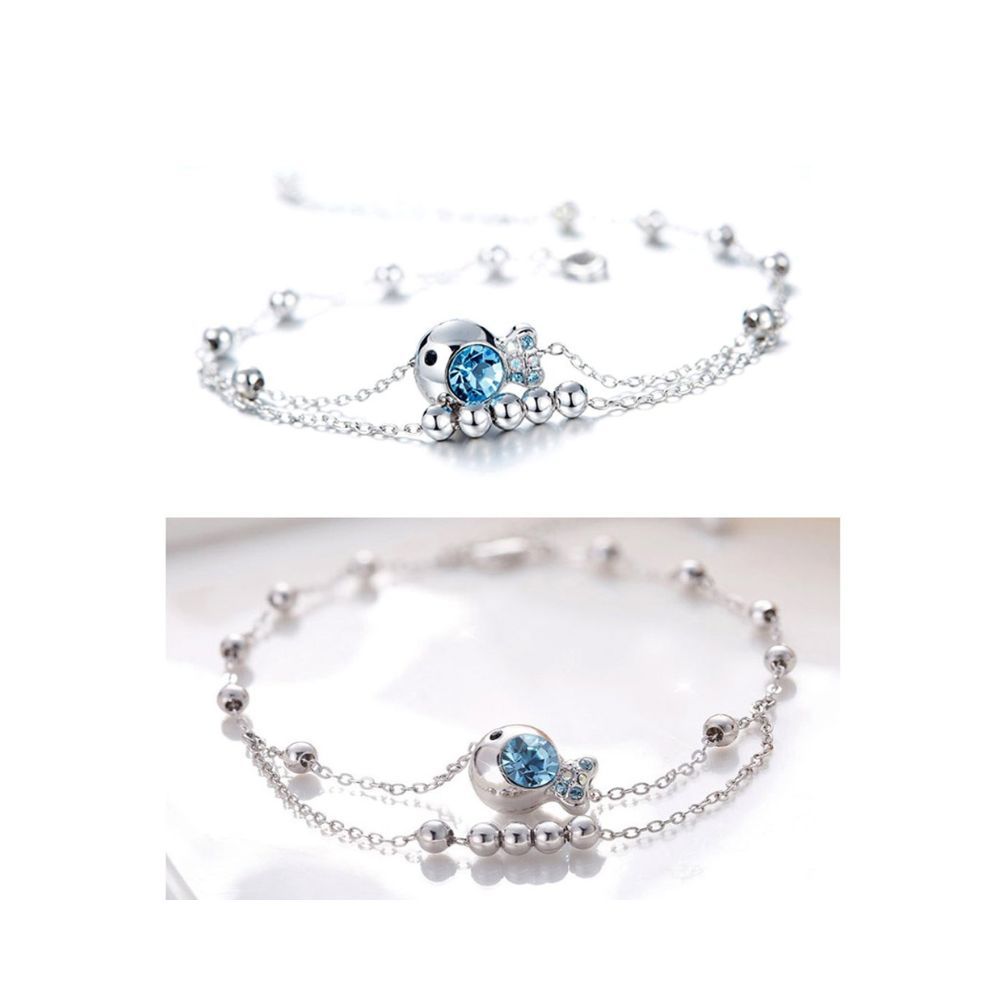 Yellow Chimes Anklets for Women and Girls Blue Crystals from Swarovski Anklets