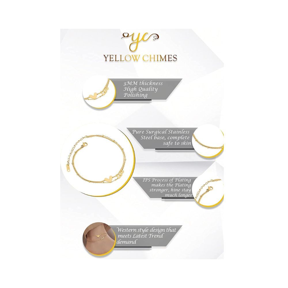 Yellow Chimes Anklets for Women Charm Hagging inter-linked Chain