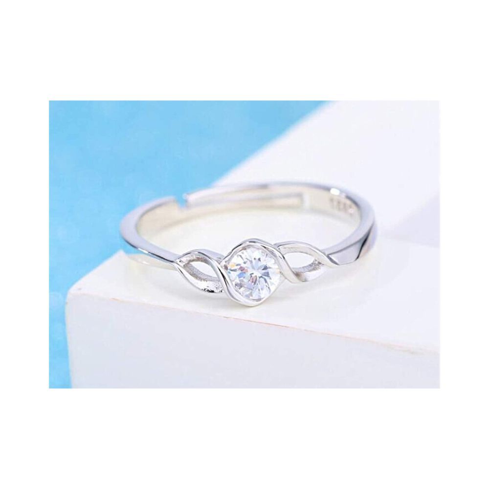 Yellow Chimes Elegant Crsytal Adjustable Silver Ring for Women (YCFJRG-314ENG-SL)