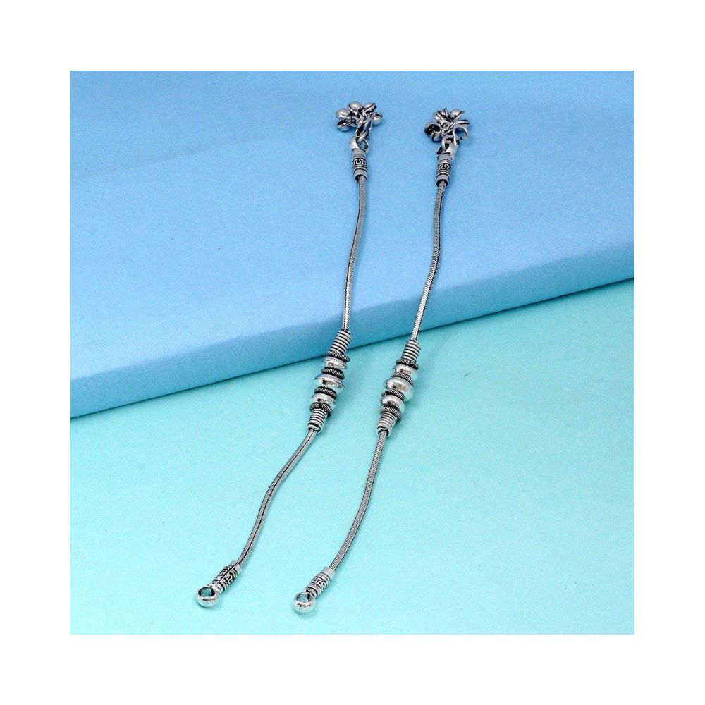 Yellow Chimes German Silver Oxidised Antique Design 2 Pc Latest Style Traditional Payal Ethnic Anklets