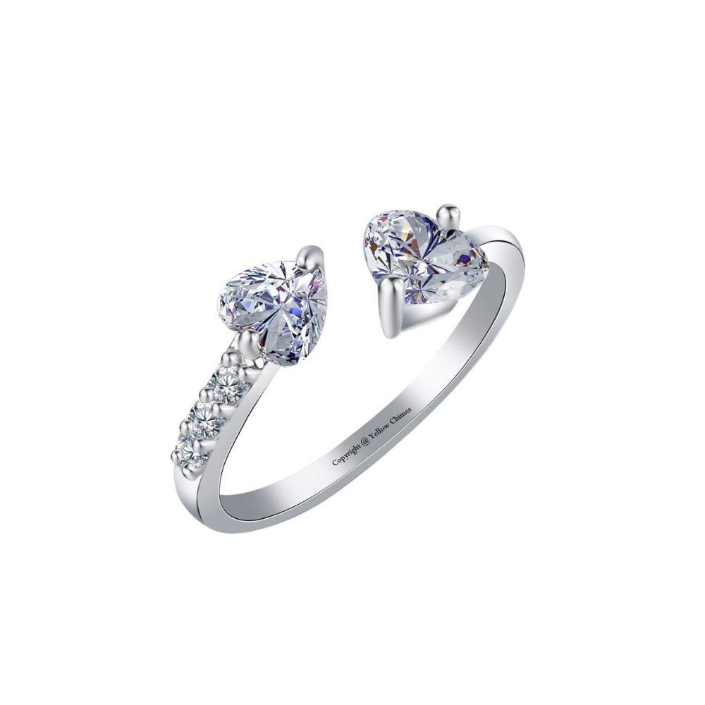 Yellow Chimes Ring for women Elegant Austrian Crystal Platinum Plated Adjustable Ring for Women and Girls