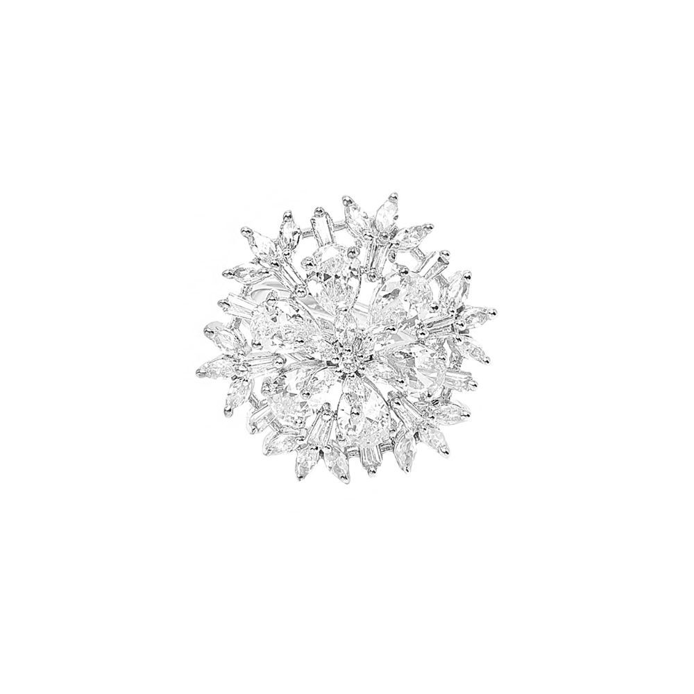 Yellow Chimes Rings for Women American Diamond Ring White AD-Studded Adjustable Floral Finger Ring For Women