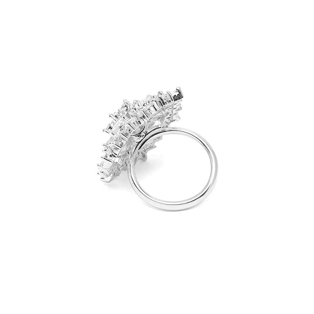 Yellow Chimes Rings for Women American Diamond Ring White AD-Studded Adjustable Floral Finger Ring For Women