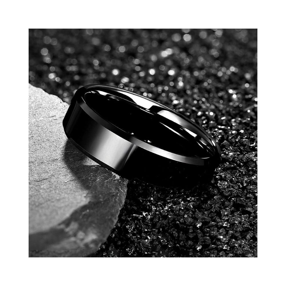 Yellow Chimes Rings for Women Stainless Steel Black Band Style Ring for Women and Girls