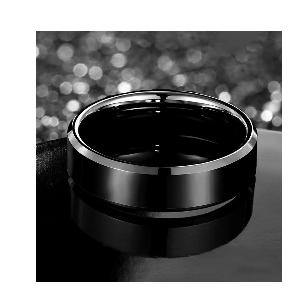 Yellow Chimes Rings for Women Stainless Steel Black Band Style Ring for Women and Girls