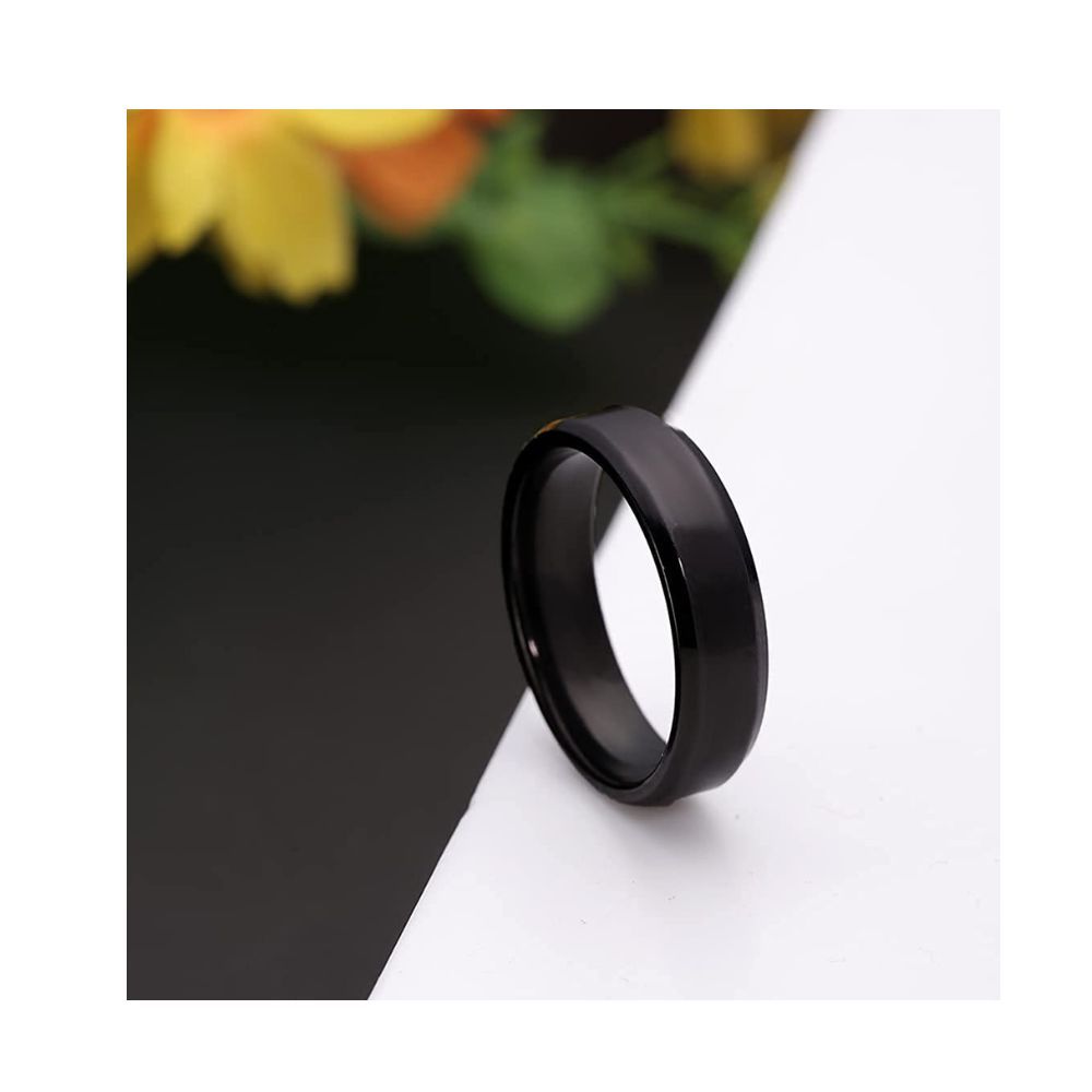Yellow Chimes Rings for Women Stainless Steel Black Band Style Ring for Women and Girls
