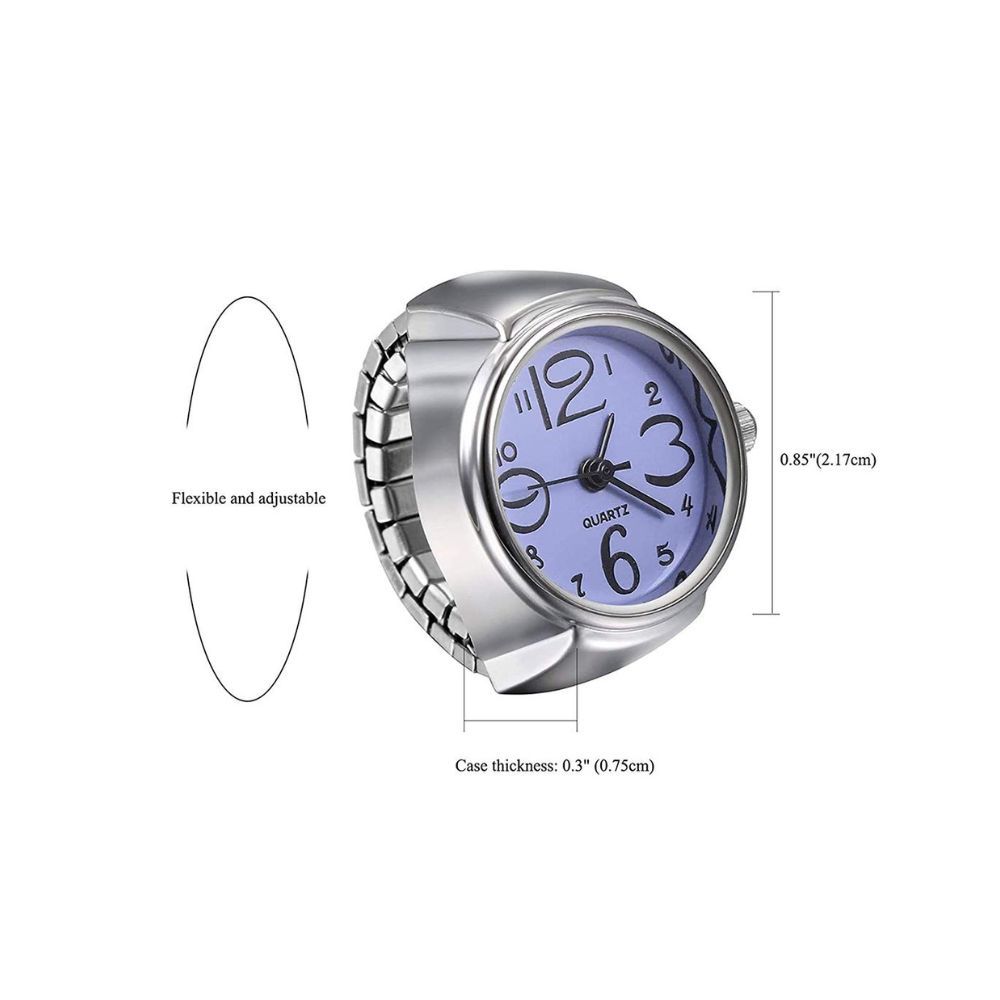 Yellow Chimes Rings for Women Stainless Steel Purple Dial Analog Watch Ring Stretchable Ring Watch for Women and Girls