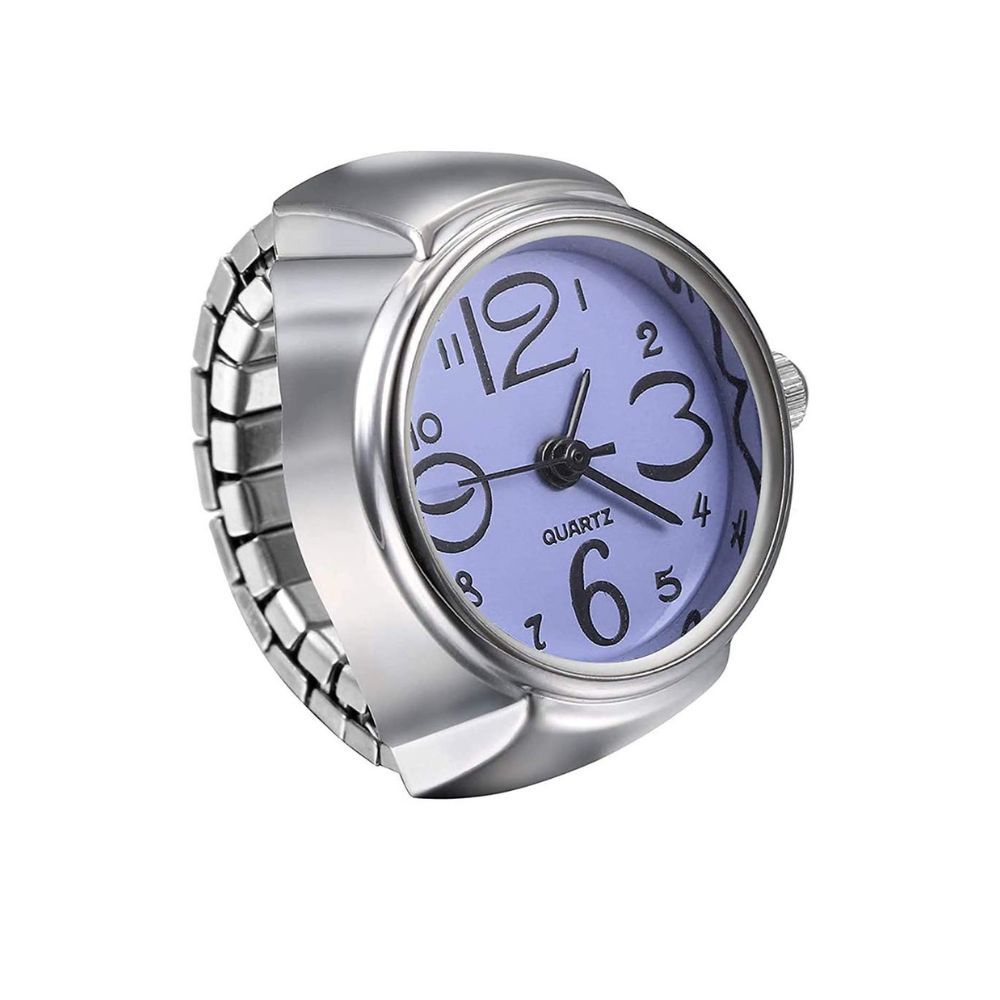 Yellow Chimes Rings for Women Stainless Steel Purple Dial Analog Watch Ring Stretchable Ring Watch for Women and Girls