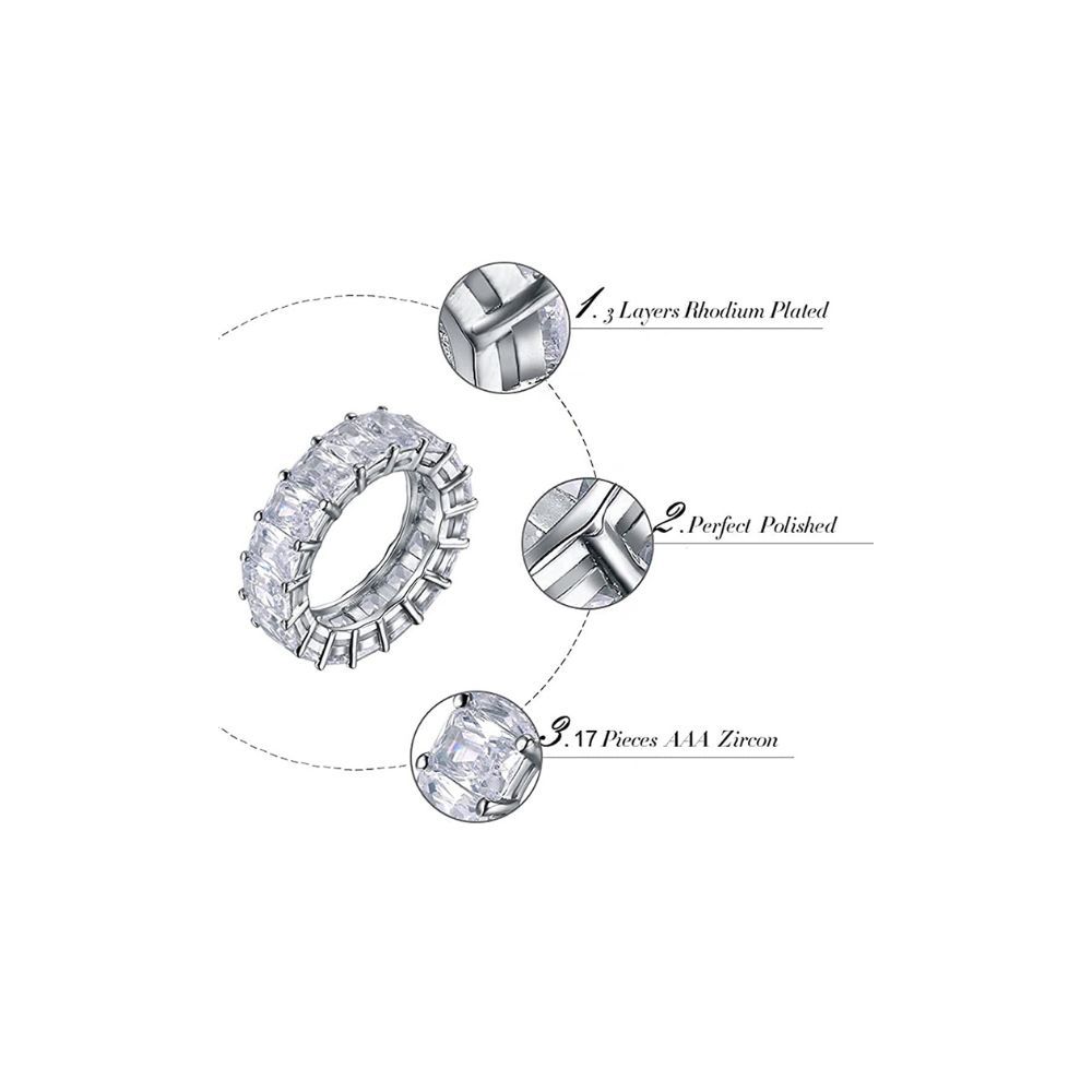 Yellow Chimes Rings for Women White Crystal Rings Silver Plated Eternity Crystal Band Rings for Women and Girls.