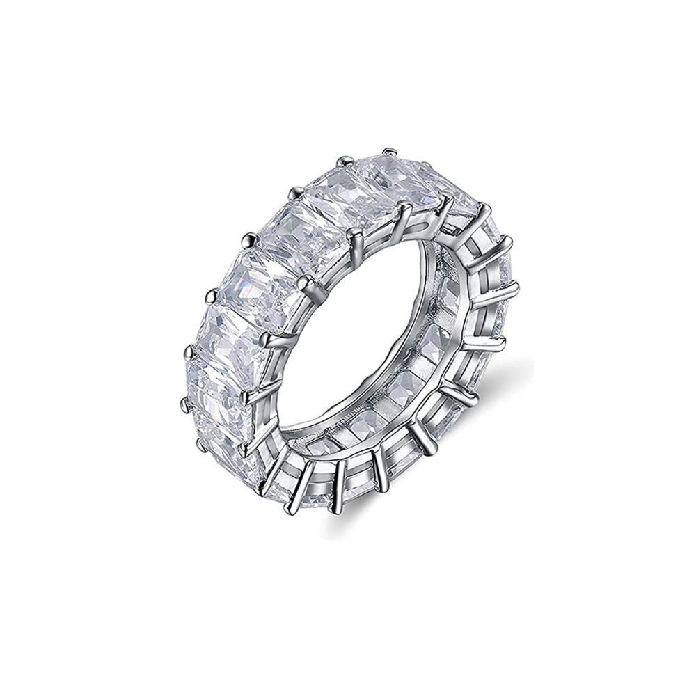 Yellow Chimes Rings for Women White Crystal Rings Silver Plated Eternity Crystal Band Rings for Women and Girls.