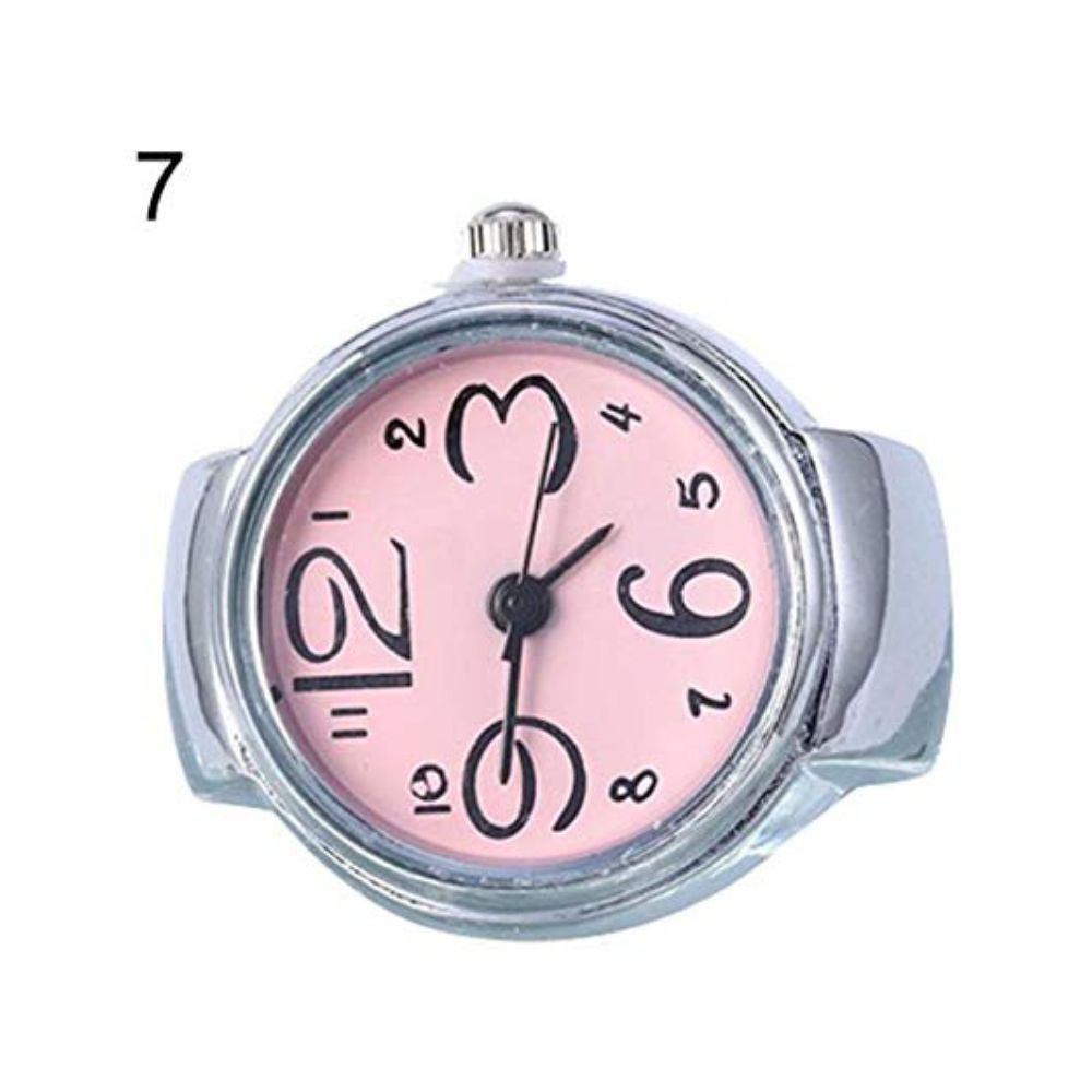 Yellow Chimes Stainless-Steel Base Metal Pink Dial Analog Stretchable Women's Watch Ring
