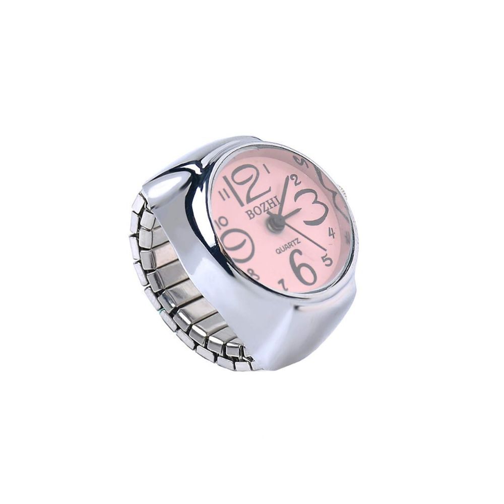 Yellow Chimes Stainless-Steel Base Metal Pink Dial Analog Stretchable Women's Watch Ring