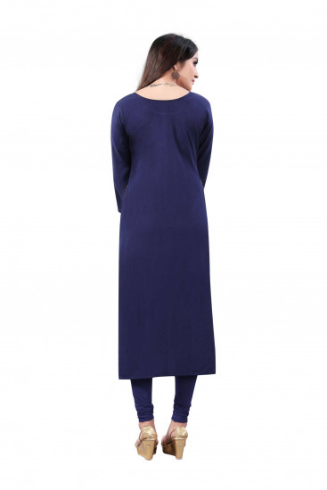 Yellow-Navy Blue Digital Floral Printed Crepe Readymade Kurti