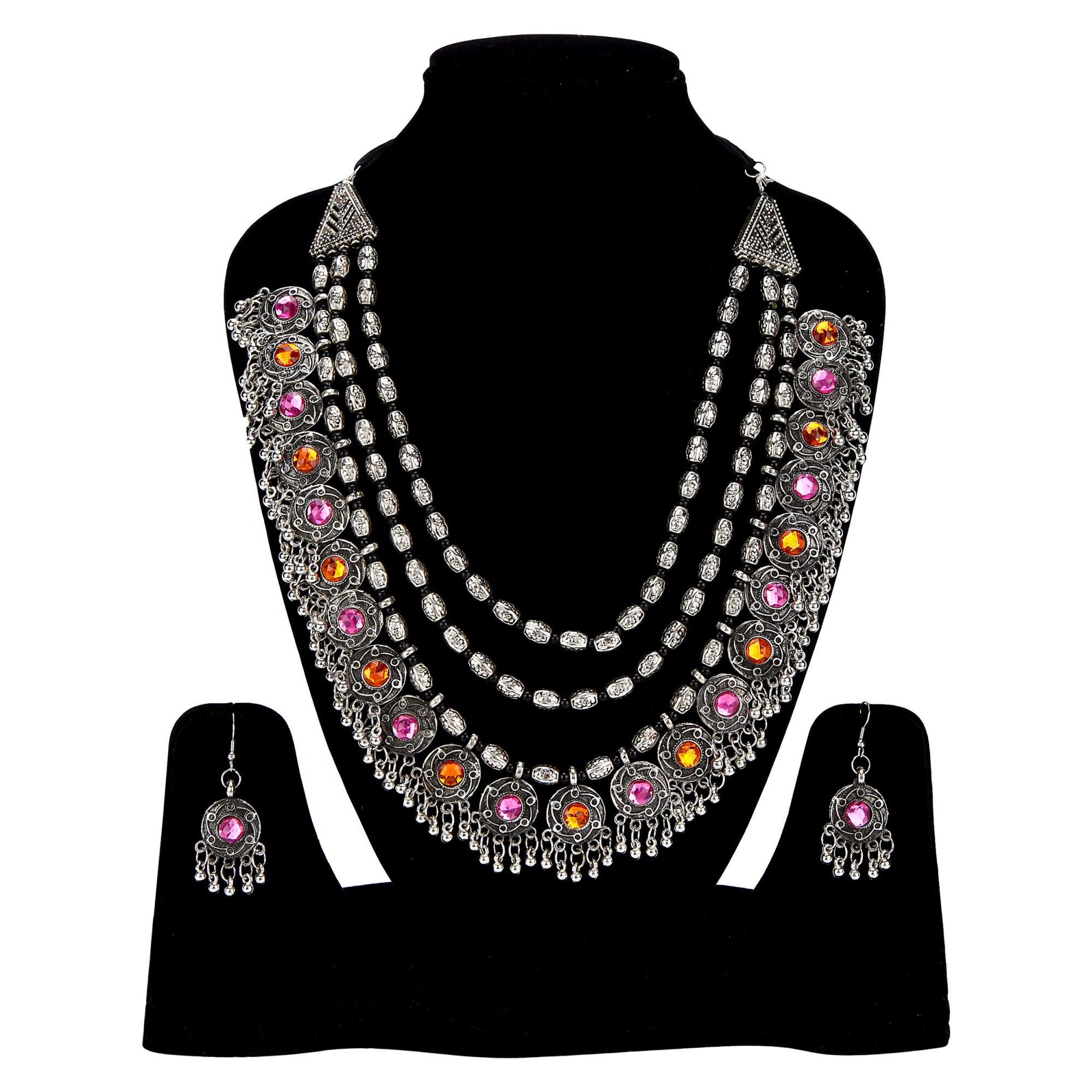 New Fashion Colorful Beads Bridal Earrings Necklace Statement Jewelry Set
