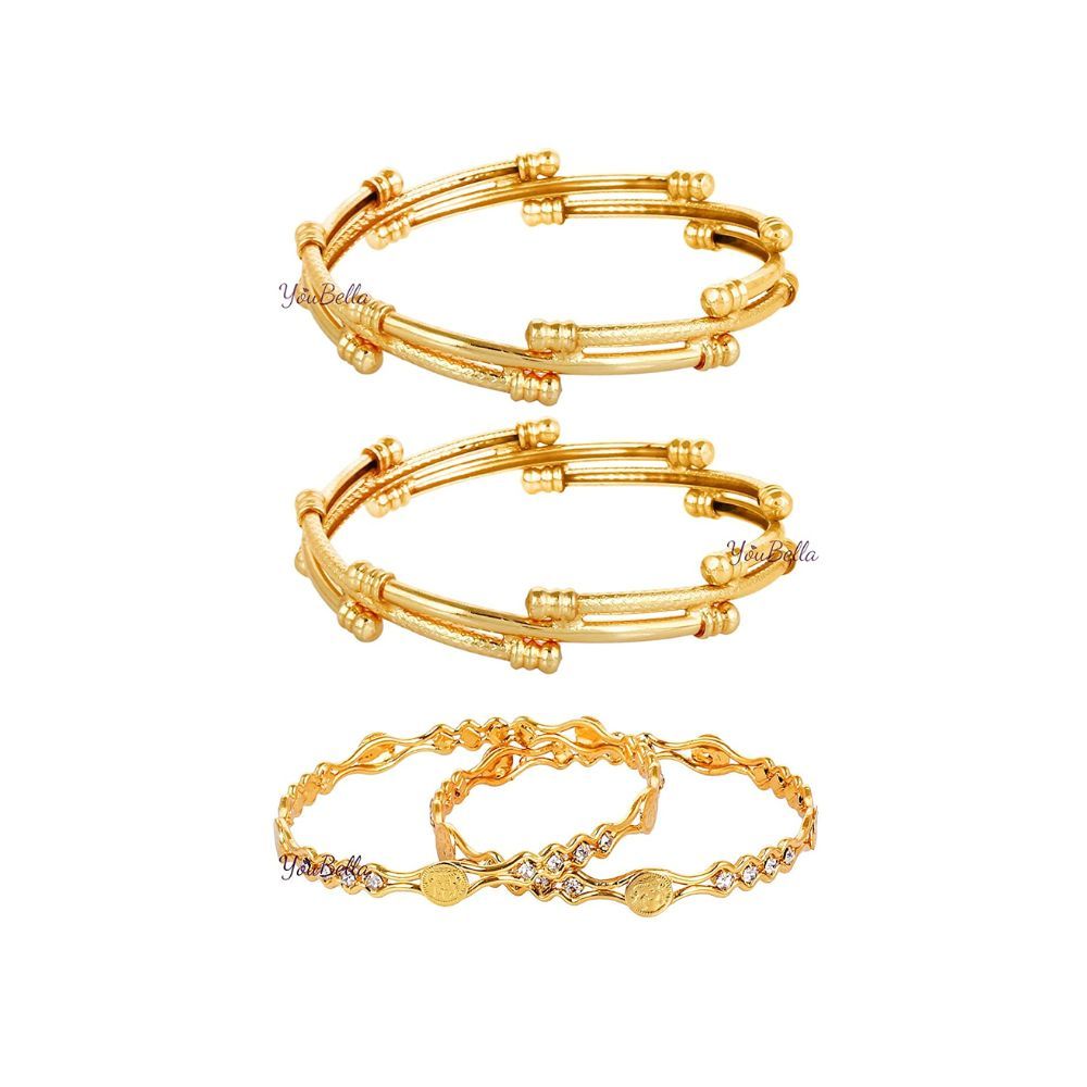 YouBella Fashion Jewellery Traditional Combo of Gold Plated Bracelet Bangles Set for Girls and Women