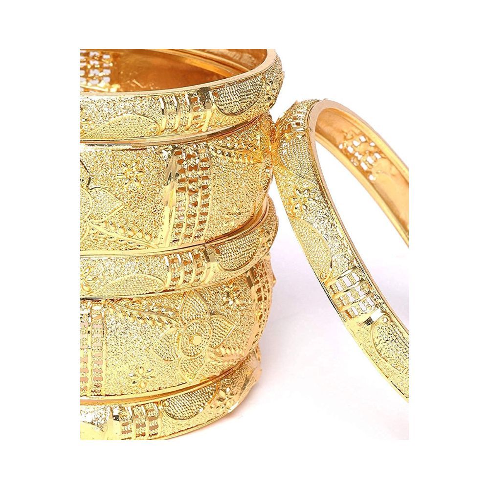 YouBella Fashion Jewellery Traditional Gold Plated Original Gold Look Wedding Bracelet Bangle Set of 6