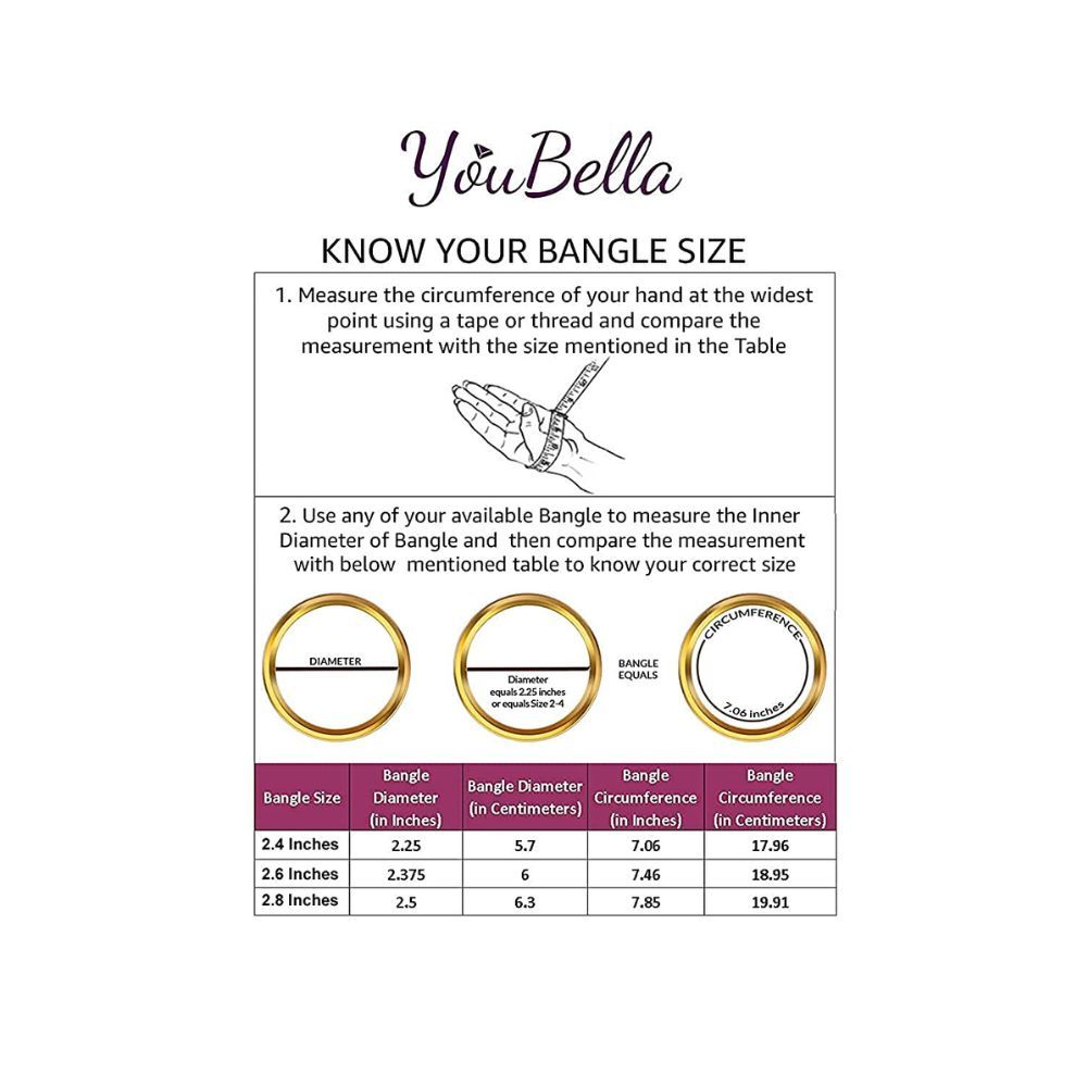 YouBella Fashion Jewellery Traditional Gold Plated Original Gold Look Wedding Bracelet Bangle Set of 6