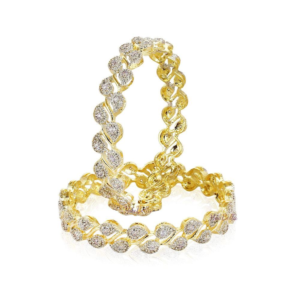 YouBella Jewellery American Diamond Gold Plated Bangles For Women and Girls