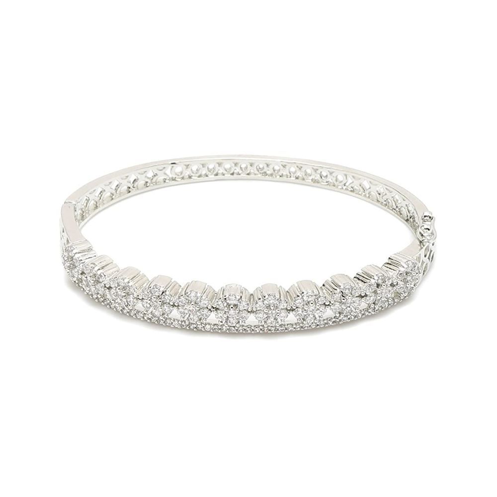 YouBella Jewellery Celebrity Inspired American Diamond Studded Bracelet for Girls and Women (Silver) (YBBN_91982)
