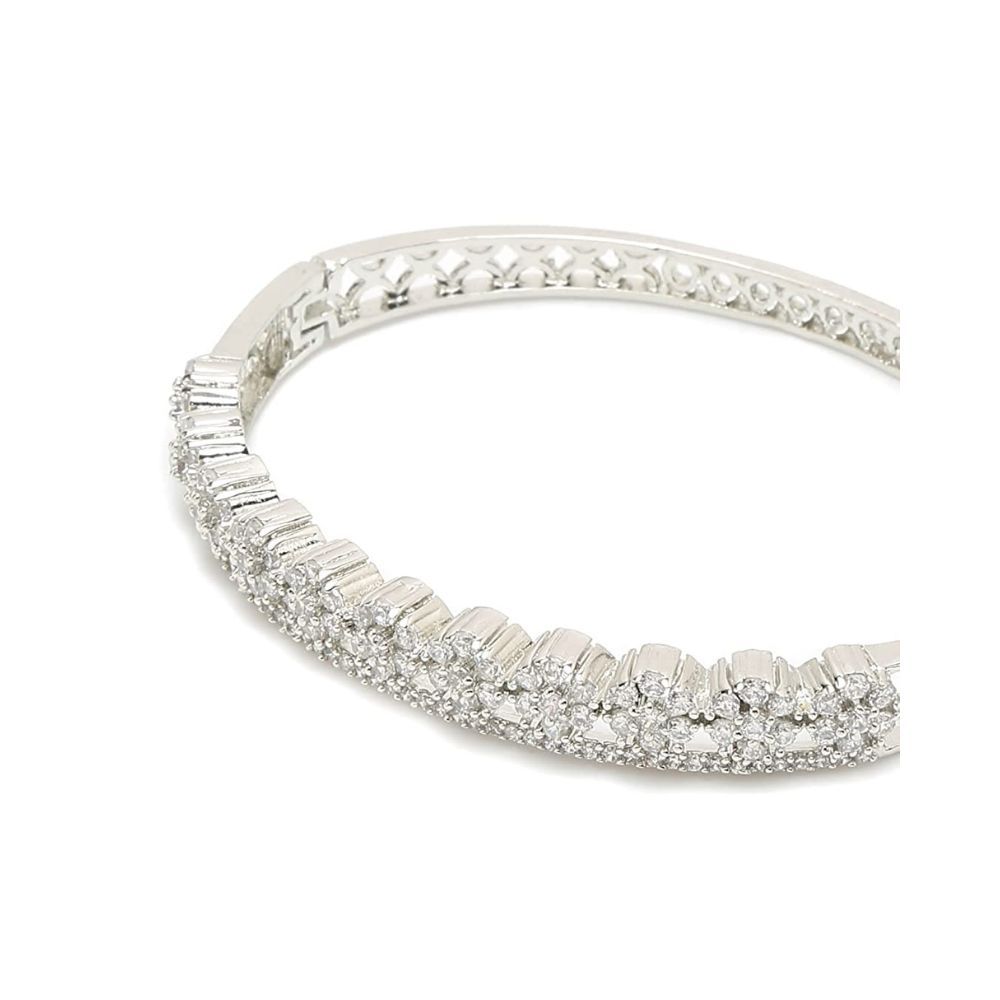YouBella Jewellery Celebrity Inspired American Diamond Studded Bracelet for Girls and Women (Silver) (YBBN_91982)