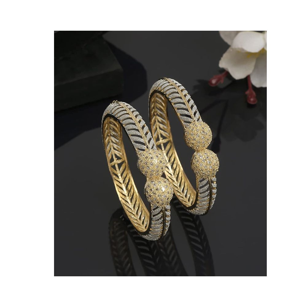 YouBella Jewellery Stylish Gold Plated Bangles for Girls and Women (YBBN_91892) (Gold)