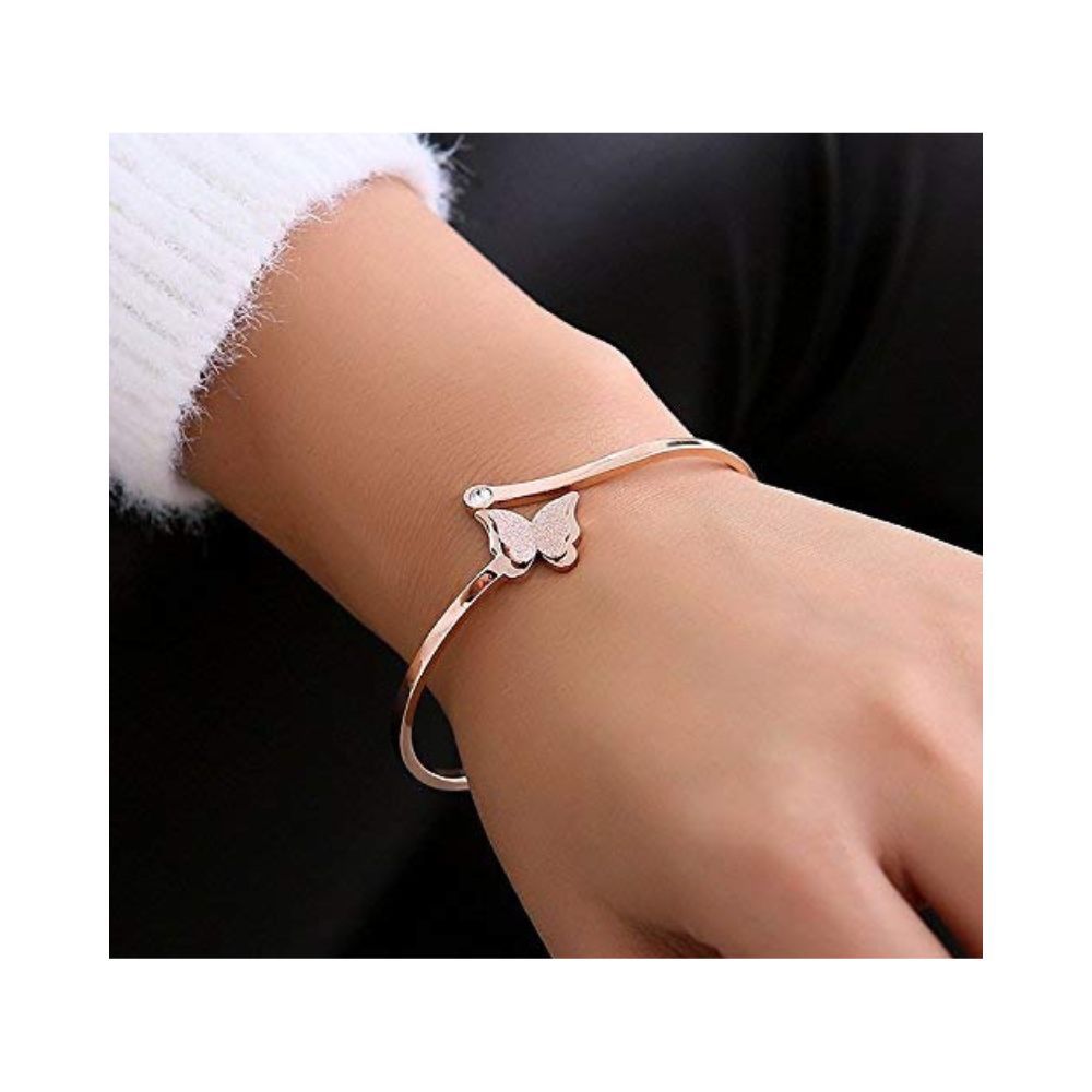 YouBella Jewellery Stylish Latest Design 18k Rose Gold Plated Butterfly Necklace Jewellery Set for Women and Girls