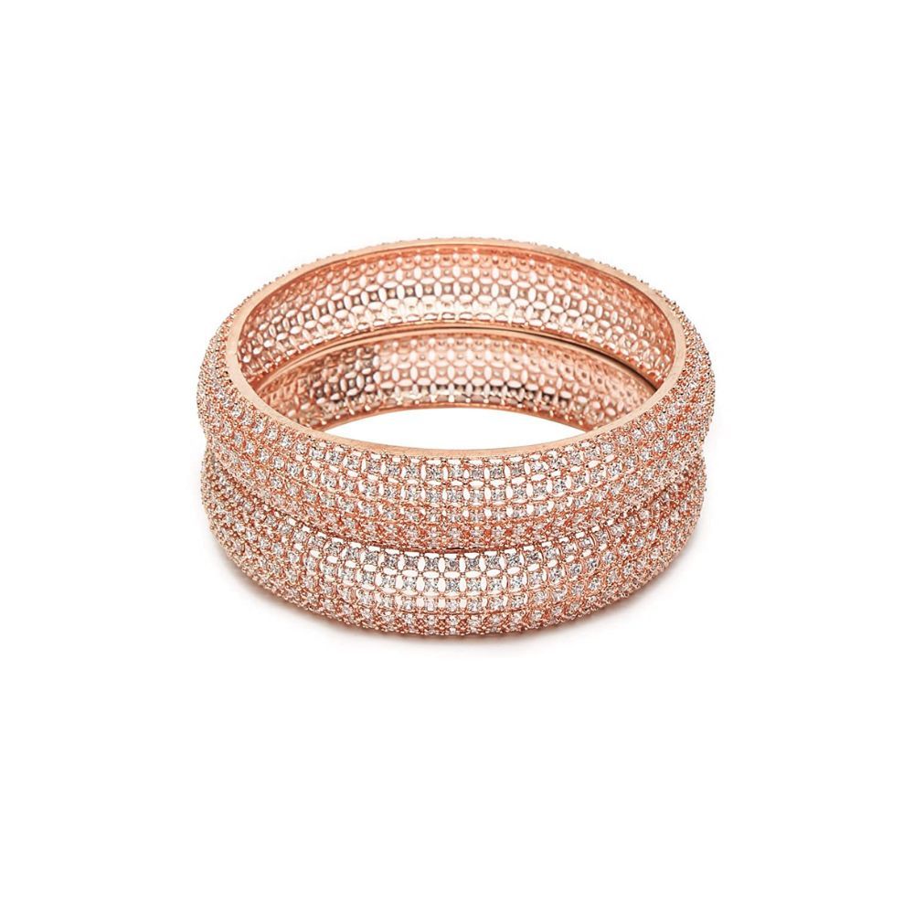 YouBella Jewellery Stylish Rose Gold Plated American Diamond Studded Bangles