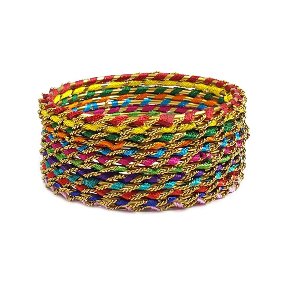 YouBella Jewellery Thread Multi-Color Bangle Set of 12 for Girls and Women