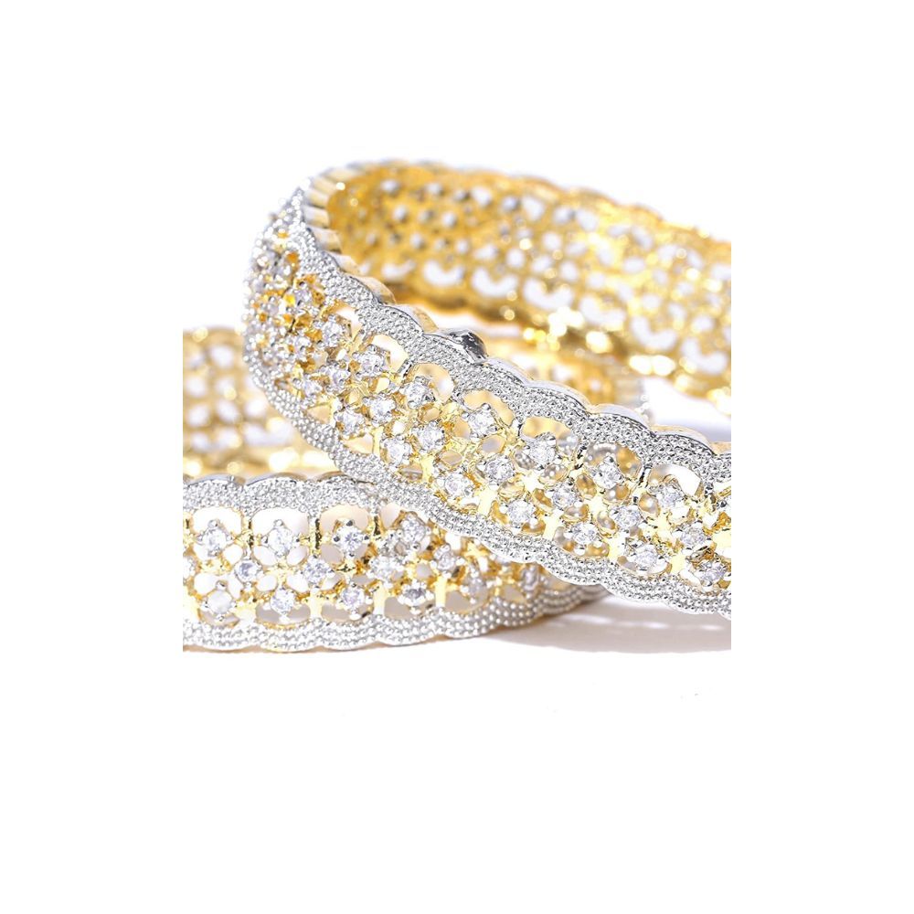 YouBella Jewellery Traditional Gold Plated American Diamond Bracelet Bangles Set for Girls and Women