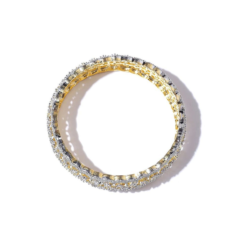 YouBella Jewellery Traditional Gold Plated American Diamond Bracelet Bangles Set for Girls and Women