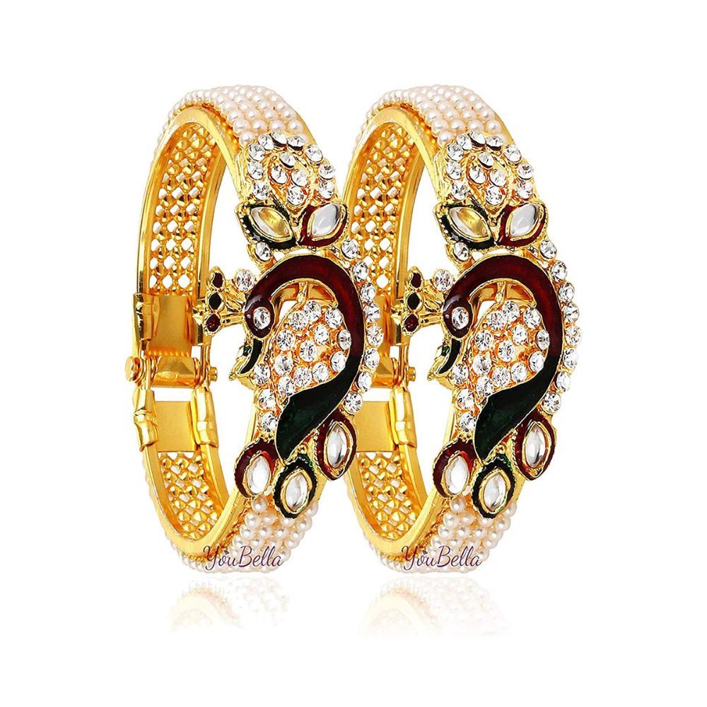YouBella Jewellery Traditional Gold Plated Bracelet Bangle Set for Girls and Women