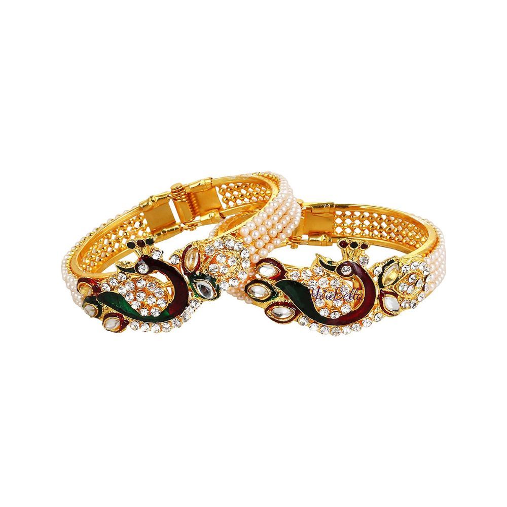 YouBella Jewellery Traditional Gold Plated Bracelet Bangle Set for Girls and Women