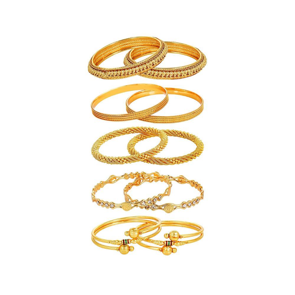 YouBella Jewellery Traditional Gold Plated Combo of 5 Pair of Bracelet Bangles Set for Girls and Women