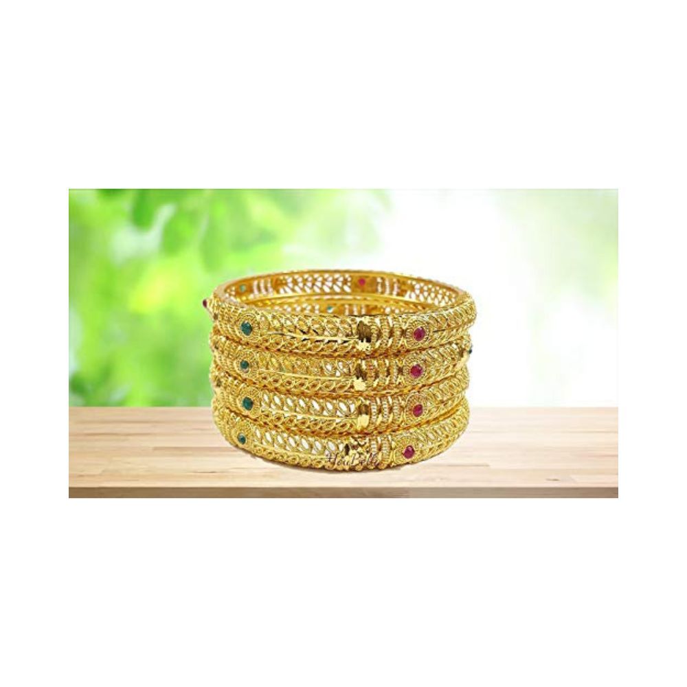 YouBella Jewellery Traditional Gold Plated Set of 4 Bracelet Bangles Set for Girls and Women