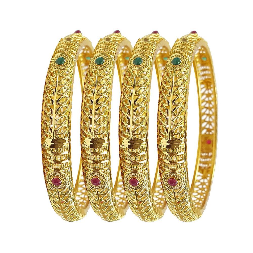 YouBella Jewellery Traditional Gold Plated Set of 4 Bracelet Bangles Set for Girls and Women