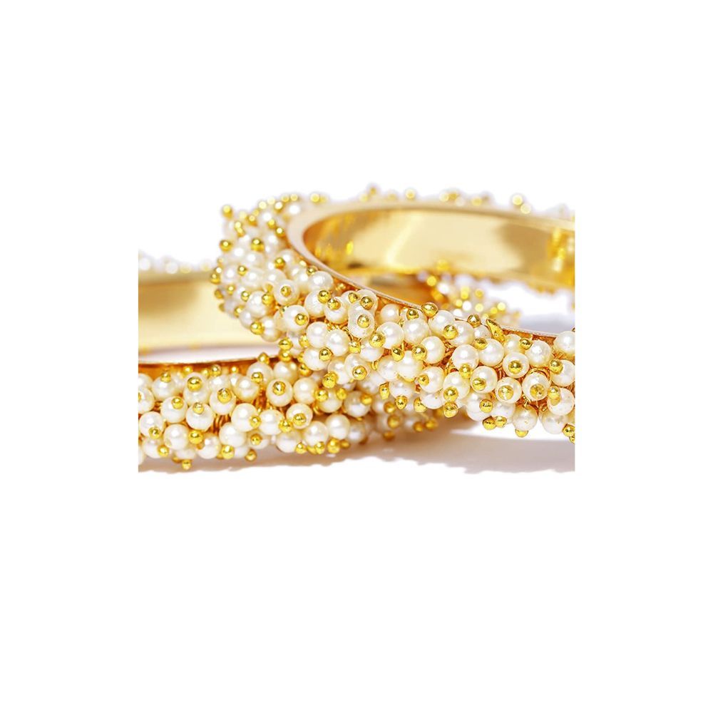 YouBella Jewellery Traditional Pearl Studded Gold Plated Bangles for Women and Girls (2.8)