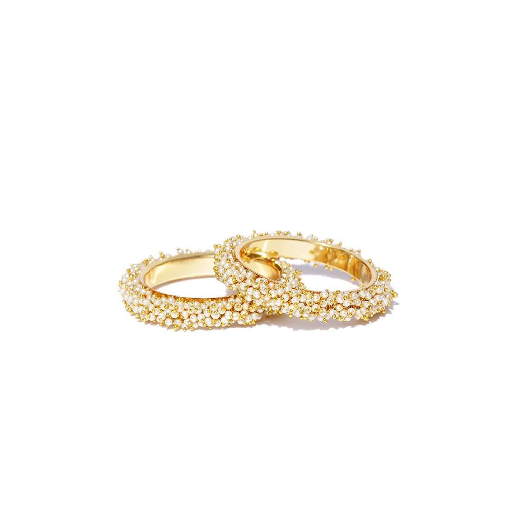 YouBella Jewellery Traditional Pearl Studded Gold Plated Bangles for Women and Girls (2.8)