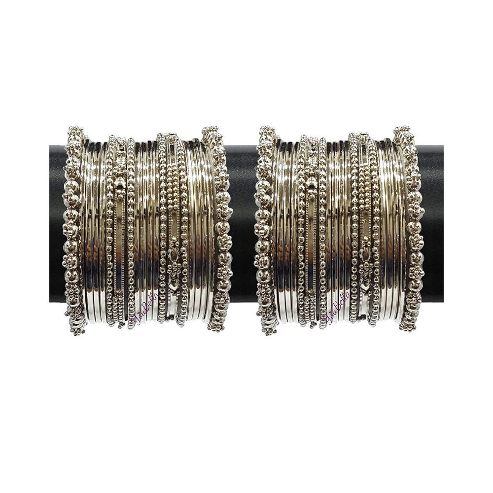 YouBella Jewellery Traditional Silver Plated Oxidized Bracelet Bangles Set for Girls and Women
