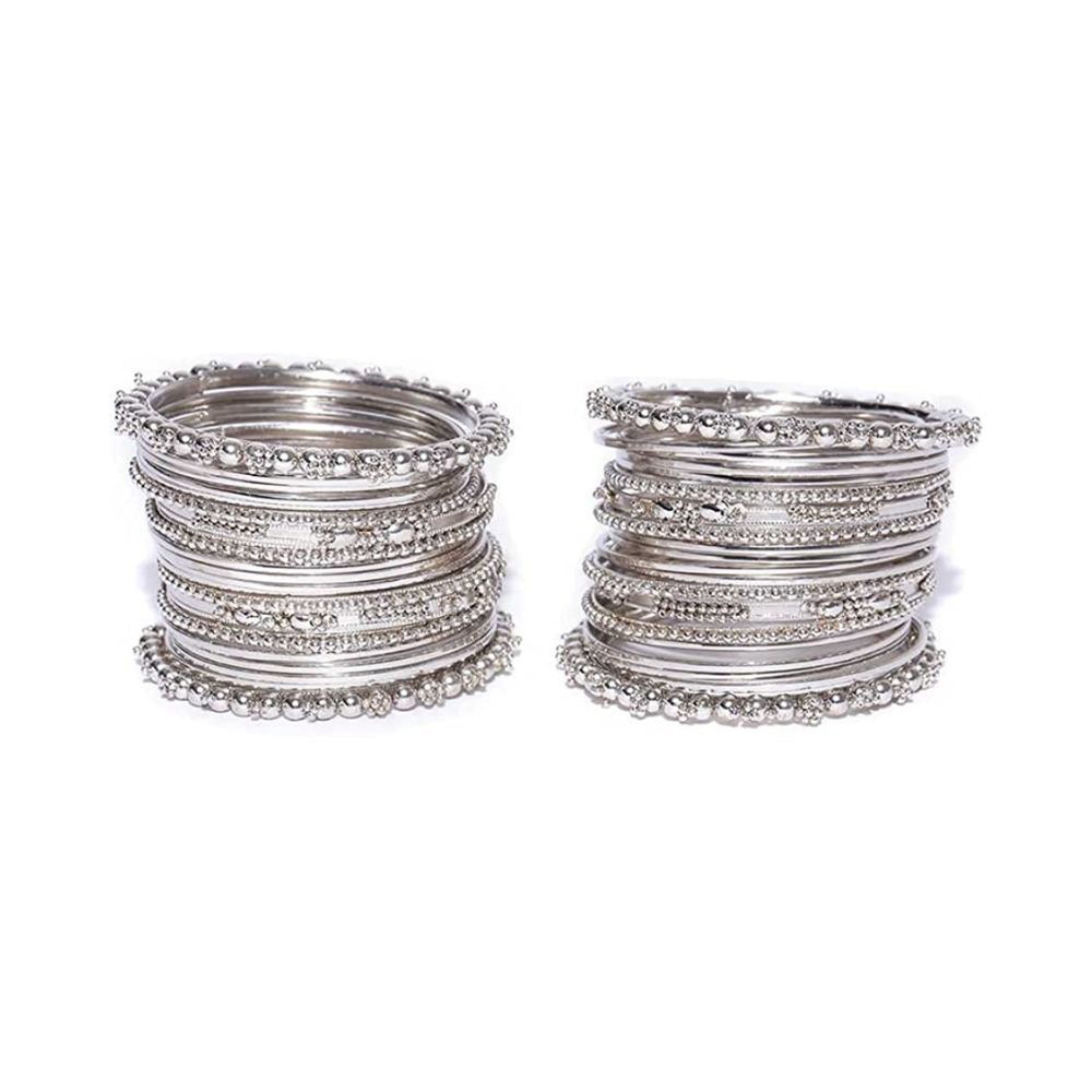 YouBella Jewellery Traditional Silver Plated Oxidized Bracelet Bangles Set  for Girls and Women