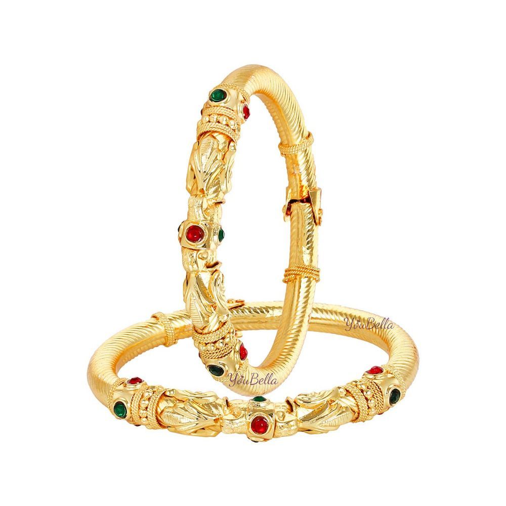 YouBella Traditional Jewellery Gold Plated Bangles Jewellery for Women and Girls (Adjustable)